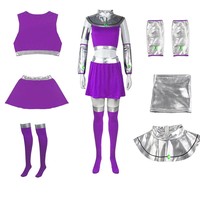 Costume de princesse Starfire violet pour femmes et adolescentes d'Halloween MARV-010 avec des robes d'anime