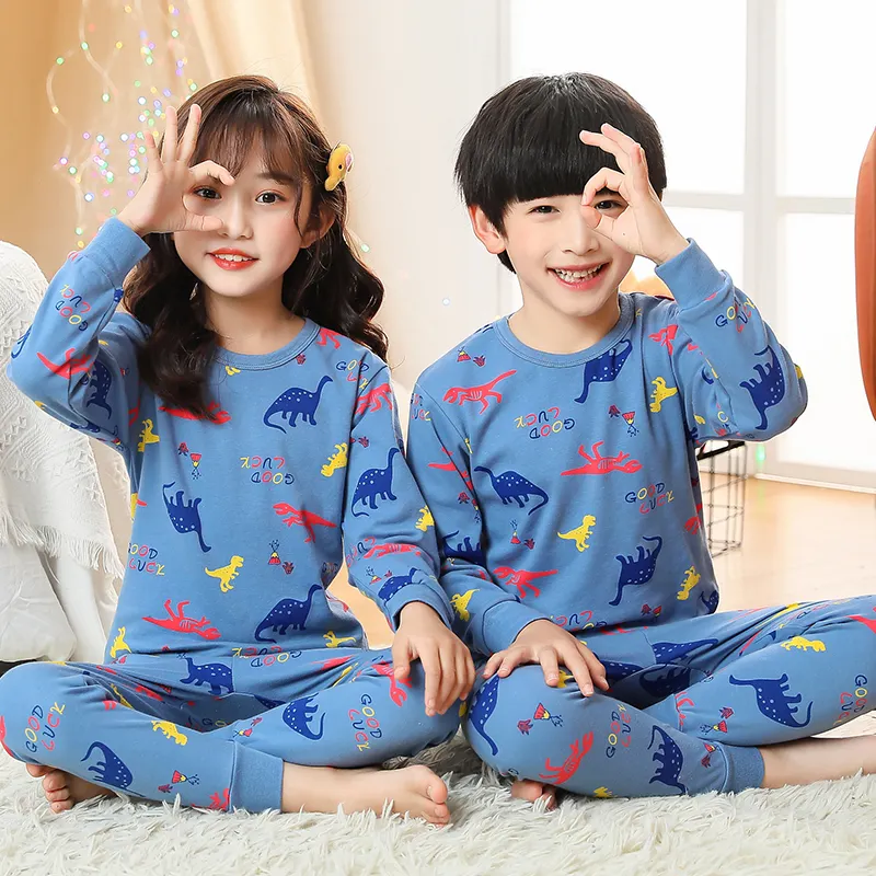 Girls Boys pajamas dress organic cotton children home wear girls kids 2 piece pajama cotton kids pjs set