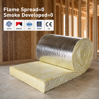 Rouleau de laine de verre ignifuge en aluminium CE A1 UET 12kg 150mm Matériau d'isolation thermique ignifuge Rouleau de laine de verre recouvert de FSK