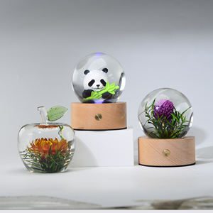 โคมไฟรูปถ้วยรางวัลแอปเปิ้ลหลากสีสัน ประดับด้วยดอกไม้แห้งและเรซิ่น พร้อมฐานไม้ ขนาด 15x8 ซม. เหมาะสำหรับเป็นของขวัญวันเกิดเพื่อนและวันวาเลนไทน์ - Product Image 2