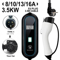 Chargeur EV portable ZK (7 kW, 16 A, triphasé, Type 2) avec prise rouge EU CEE, charge réglable (8/10/13/16 A, 220 V 450 V)