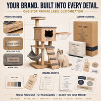 Arbre à chat personnalisable pour les fêtes avec condo, hamac et poteau à gratter en sisal pour plusieurs chats, logo et couleur personnalisés, OEM ODM