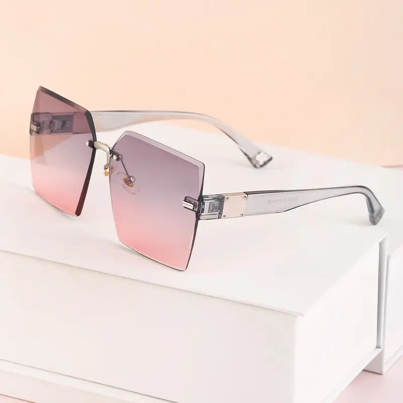 New Square Sunglasses Women Big Frame Fashion Retro Mirrored Sun Glasses Female Brand Vintage Lady Rimless Shade Eyewear