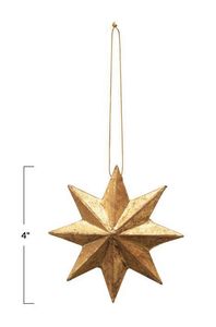 Adorno navideño metálico de primera calidad con forma de estrella dorada, estilo antiguo, hecho a mano, para decoración navideña. - Product Image 6