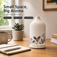 Diffuseur d'arômes de bureau Fanel à brancher, motif houx en céramique, 0,5 L, fonctionnement silencieux pour petits espaces, bureau - Option cadeau OEM