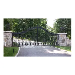 Besi tempa taman Gerbang Hitam pintu terbuka halaman rumah tangga metal negara villa gate