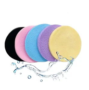 Natural skin cleansing and exfoliating sponge for home use cute facial cleansing with wood pulp cotton