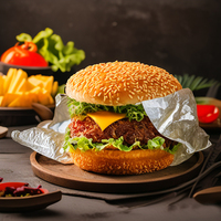 Papier d'emballage pour hamburgers imprimé sur mesure en flexographie, papier d'emballage pour charcuterie, papier aluminium alimentaire en rouleau
