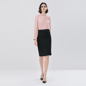 Damen Frühling Herbst Frühling Sommer Chiffon Langarm Stehkragen Einfarbig Polyester Anti-Pilling Business Casual Bluse - Product Image 6