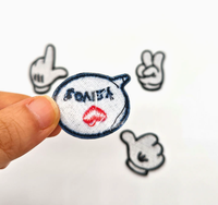 Neuer Gesten-Stickerei-Aufnäher, Stoffaufkleber für Canvas-Taschen, DIY-Stickerei-Patch, Reparatur-Aufnäher für Kinderkleidung