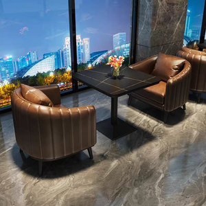 Retro phong cách công nghiệp thanh da đệm thoải mái sofa đặt cà phê Nhà hàng Phương Tây khu vực nghỉ ngơi bàn ăn và Bộ sofa - Product Image 6