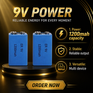 Batería de Litio Primaria de 9V ER9V 6F22 1200mAh No Recargable para Detector de Humo y Multímetro - Product Image 2