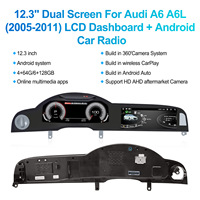 Reproductor Multimedia de Navegación Estéreo para Automóvil con Pantalla LCD Dual de 12.3 Pulgadas para Audi A6 A6L 2005-2011 con Soporte para CarPlay
