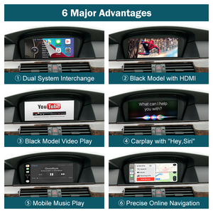 Road Top Airplay mirrorlink Interface vidéo Android <span class=keywords><strong>Auto</strong></span> CarPlay pour BMW série 3 E90 E91 E92 E93 série 5 E60 E61 2008-2013 - Product Image 4