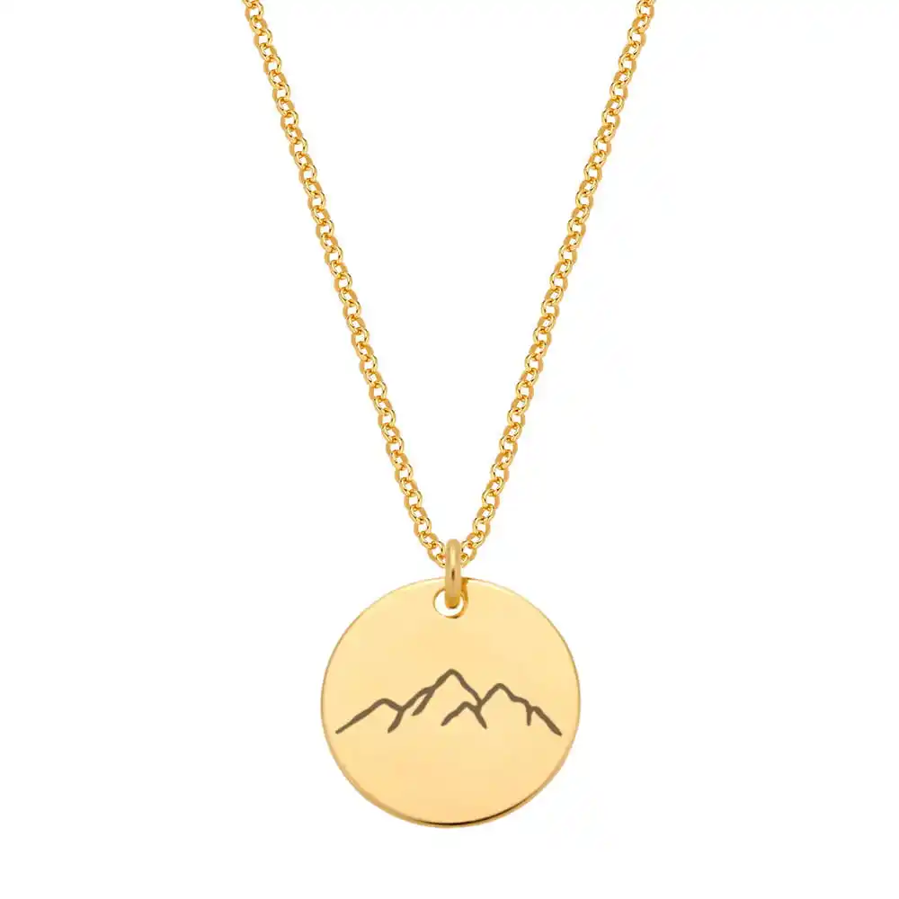 Nature lover jewelry Hiking The Mountains Are Calling Charm Jewelry Wanderlust Mountain Disk Adjustable Chain Necklace