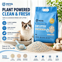 Litière pour chat en mélange de tofu et de manioc, agglomération rapide en 3 secondes, faible poussière, anti-adhérente, à base végétale, biodégradable, OEM ODM