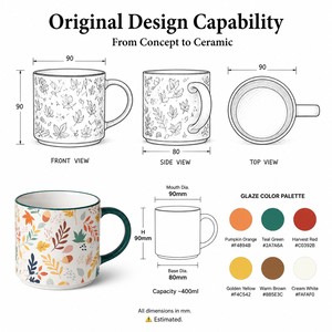 Vente en gros de tasse en céramique 13oz logo personnalisé cadeau promotionnel avec couvercle sans danger pour les aliments pour le bureau <span class=keywords><strong>café</strong></span> usage quotidien - Product Image 2