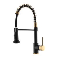 Keran Dapur Modern Hitam Stainless Steel Tarik Turun, Tuas Tunggal, Pemasangan di Dek, Air Panas Dingin, Mixer Wastafel dengan Keramik Premium