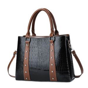 Black Glossy Textured Women Handbag <b>Studded</b> PU Leather Shoulder <b>Bag</b> Ladies Elegant Crossbody Tote Purse for Work Daily - Product Image 5