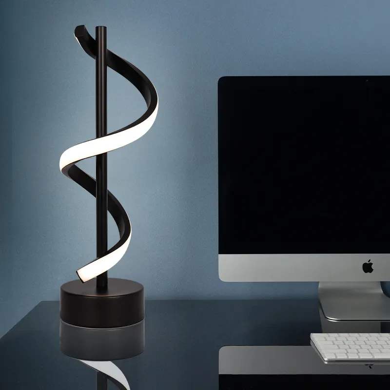 Grosir Lampu Meja LED Spiral Bar Aluminium Kecil Minimalis Lampu Meja LED