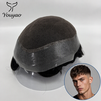 Prothèse capillaire pour hommes, vente en gros directe d'usine, 100% cheveux humains, base en dentelle et PU, dentelle suisse, 6 pouces, cheveux indiens Remy