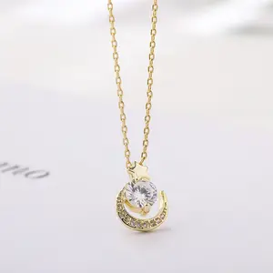 Vòng Cổ Sao Trăng Zircon Nữ 18K Vàng Đơn Giản Chuỗi Xương Đòn