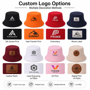 Sombrero de Pescador de Algodón 100% con Borde Ancho Bordado, Unisex, con Logotipo Personalizado OEM - Product Image 4