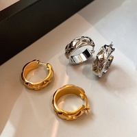 Boucles d'oreilles créoles en tungstène à motif diamant, style Heavy Metal européen et américain, pour femme, sensation de luxe léger, nouveau modèle 2025