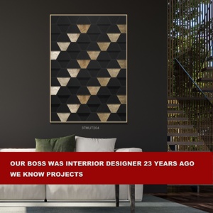 Decorazione per la casa 3d arti murali astratta geometrica fatta a mano in legno intagliato decorazione pittura moderna in rilievo arenaria - Product Image 2