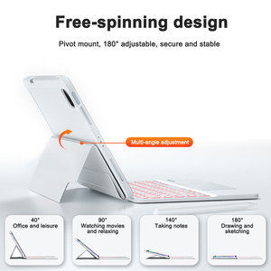 Étui clavier magnétique multi-angles pour <span class=keywords><strong>iPad</strong></span> Air 11 pouces, clavier sans fil BT blanc avec pavé tactile et emplacement pour stylet - Product Image 6