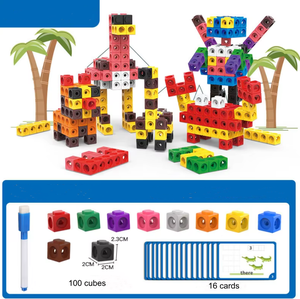 Cubes de comptage <span class=keywords><strong>mathématiques</strong></span> pour la rentrée <span class=keywords><strong>scolaire</strong></span>, blocs de comptage à assembler avec cartes STEM, jeux de construction préscolaires avec cubes <span class=keywords><strong>mathématiques</strong></span> - Product Image 2