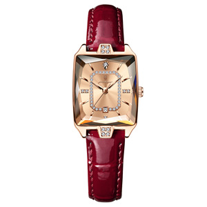 Montre carrée pour femme POEDAGAR, montre à quartz décontractée à bracelet en cuir étanche et tendance, vente en direct en ligne - Product Image 2