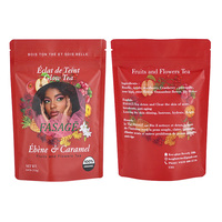 Sachet d'emballage en plastique de thé en feuille d'aluminium personnalisé pochette debout à fermeture éclair refermable pour quantité minimale de commande de thé de fleur 100 pièces
