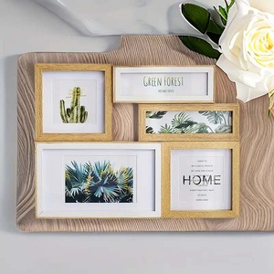 Rustik ahşap kolaj resim çerçevesi 5 bölüm duvar sanatı dekoratif sanat tarzı ev yemek odası dekor - Product Image 3