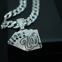 Collier pendentif de poker unisexe hip hop punk plaqué or chaîne de jeux affleurants pour femmes et hommes pour fêtes et cadeaux