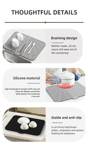 แผ่นรองจานซิลิโคนอเนกประสงค์ ทำความสะอาดง่าย เป็นมิตรกับสิ่งแวดล้อม ทนความร้อน แผ่นรองจานซิลิโคนสำหรับเคาน์เตอร์ครัว - Product Image 3