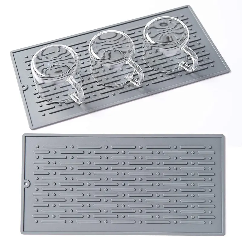 Dishwasher Safe Kitchen Drying Mat, Heat Resistant silicone trivet mats hot pot holders drying mat