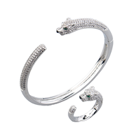 Nouveau Bracelet Jonc Zircon Micro-Incrusté Vert Simple, Design Léopard Tendance, Bijou Décontracté Personnalisé pour Hommes et Femmes