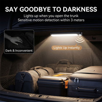Shuntour Nouvelles lumières de coffre de voiture à détection automatique ABS, recharge USB, universelles, pour plafond et hayon, portables, de luxe