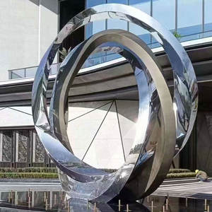 Grand miroir personnalisé polissage croissant de lune cercle en forme de <span class=keywords><strong>rond</strong></span>-<span class=keywords><strong>point</strong></span> métal Art anneau en acier inoxydable Sculpture - Product Image 2
