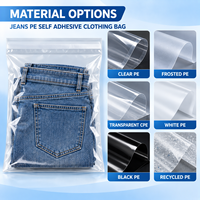 Sacs d'emballage transparents personnalisés en PE autocollants pour vêtements en jean, pour boutiques de détail, e-commerce et vente en gros