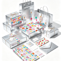 Ensemble de papier cadeau d'anniversaire, papier d'art floral arc-en-ciel à paillettes métalliques, 80 g/m², recyclable, pour emballage de cadeaux