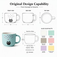 Fournisseur en gros de tasses en céramique mignonnes verres en porcelaine avec motifs de chat et textes d'amour de maman cadeau classique de fête des mères verres