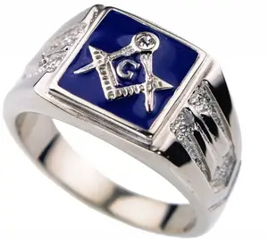 แหวนโลหะ AG Masonic ของผู้ชาย,แหวนแนวพังก์เมสันย้อนยุคแฟชั่นแสดงบุคลิกภาพขนาด6-13ตามสั่ง