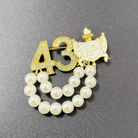 Broche en perles de plastique plaquées or de 8 mm avec lettres grecques en strass, organisation de la sororité PHILO 1943, pour cadeau de mariage