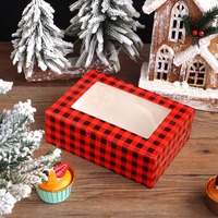 Boîtes à cupcakes de Noël auto-érectables recyclables à 6 trous pour pâtisseries de fêtes, brownies, friandises sucrées, boîtes alimentaires en carton