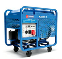 Générateur diesel portable 10 kW, triphasé, 11 kW max, double cylindre, refroidissement par air, châssis ouvert, démarrage électrique