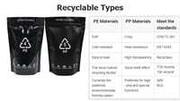 Gerecycleerde Eco PE EVOH CPP 1oz 2oz 4oz 8oz 12oz 16oz 1lb 5lb verpakkingen voor noten, havermout, beef jerky, gedroogd fruit, thee, koffiebonen en poeder.