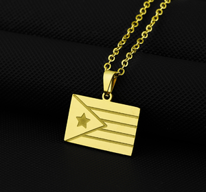 Qiuhan ODM/OEM <span class=keywords><strong>coeur</strong></span> d'<span class=keywords><strong>amour</strong></span> à la mode <span class=keywords><strong>et</strong></span> collier à breloques en forme de drapeau de PuertoRico accessoires en acier inoxydable pour Couple - Product Image 1