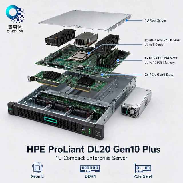 Proliant DL20 Gen10 Plus 6-Core 2.9GHz Xeon E-2336 1U Rack Server with 16G RAM and Hot-Swappable Backplane in Stock